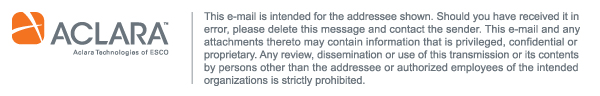 This e-mail is intended for the addressee shown. Should you have received it in error, please delete this message and contact the sender. This e-mail and any attachments thereto may contain information that is privileged, confidential or proprietary. Any review, dissemination or use of this transmission or its contents by persons other than the addressee or authorized employees of the intended organizations is strictly prohibited.